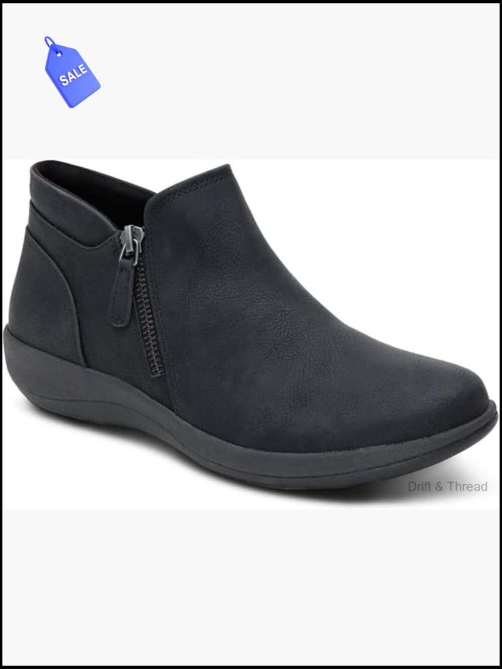 Women's Faux Leather Ankle Booties Orthopedic Arch Support Zip